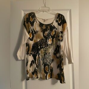 JM Collection XL Long Sleeve Shirt Giraffes